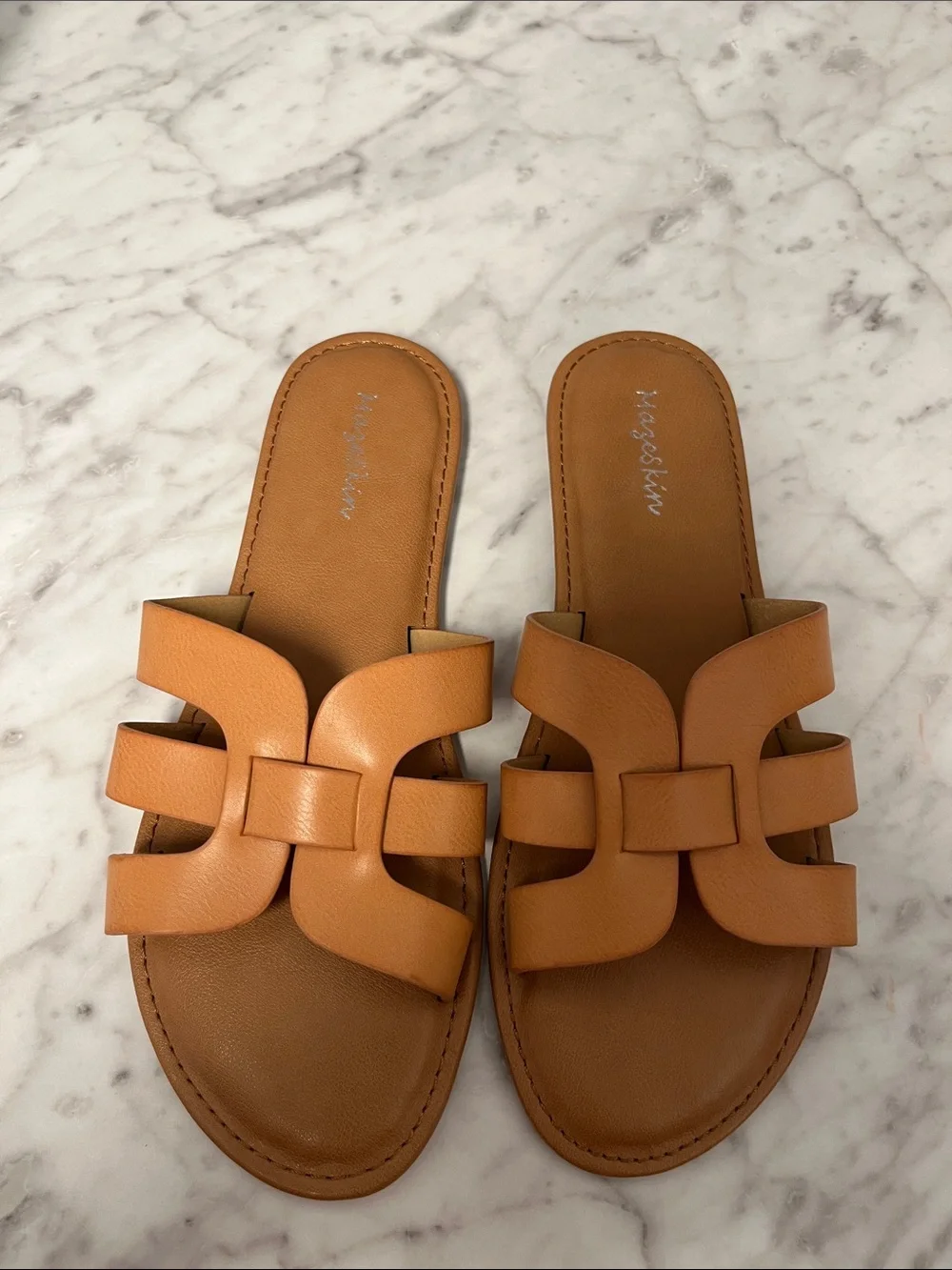 Mazeskin Cognac Braided Leather Slide Sandals - Picture 3 of 3
